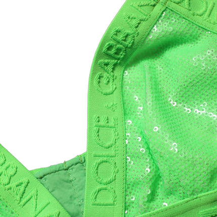 Dolce & Gabbana Neon Green Soft Cup Logo-Trim Bra Cropped Top