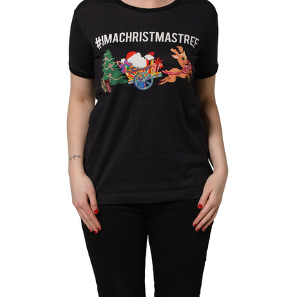 Dolce & Gabbana Black #IAMACHRISTMASTREE Print Cotton T-shirt