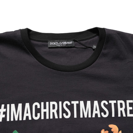 Dolce & Gabbana Black #IAMACHRISTMASTREE Print Cotton T-shirt