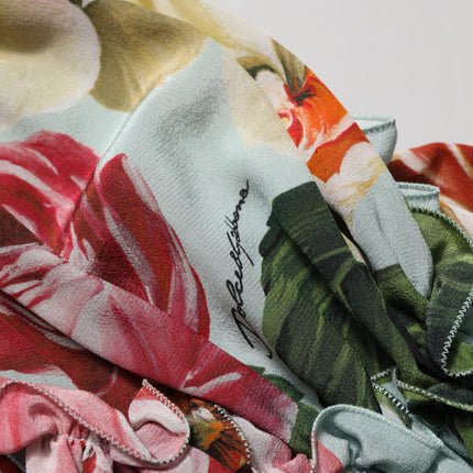 Dolce & Gabbana Multicolor Floral Silk Cropped Shirt Top