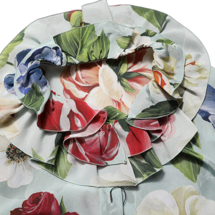 Dolce & Gabbana Multicolor Floral Silk Cropped Shirt Top
