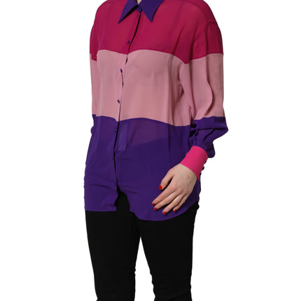 Dolce & Gabbana Multicolor Silk Patchwork Shirt Blouse Top