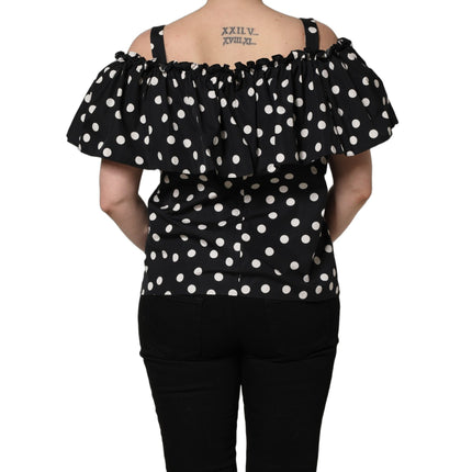 Dolce & Gabbana Black White Polka Dot Off Shoulder Top