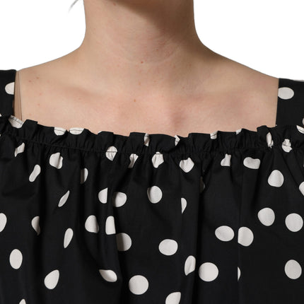 Dolce & Gabbana Black White Polka Dot Off Shoulder Top