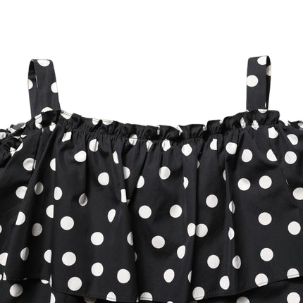 Dolce & Gabbana Black White Polka Dot Off Shoulder Top