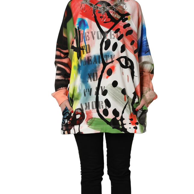 Dolce & Gabbana Multicolor Embellished Graffiti Sweatshirt