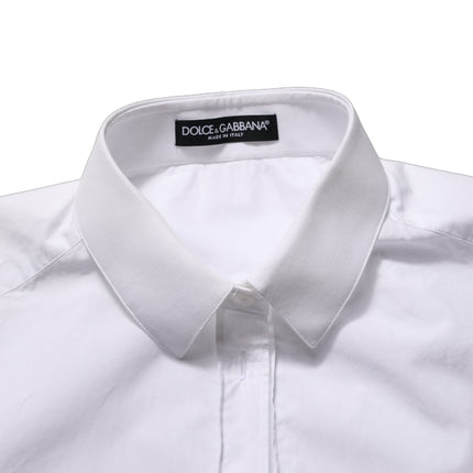 Dolce & Gabbana White Cotton Long Sleeve Button-Up Shirt Top