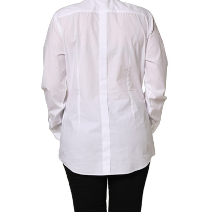 Dolce & Gabbana White Cotton Long Sleeve Button-Up Shirt Top