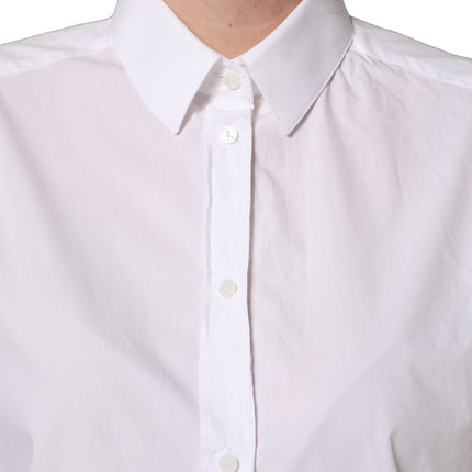 Dolce & Gabbana White Cotton Long Sleeve Button-Up Shirt Top