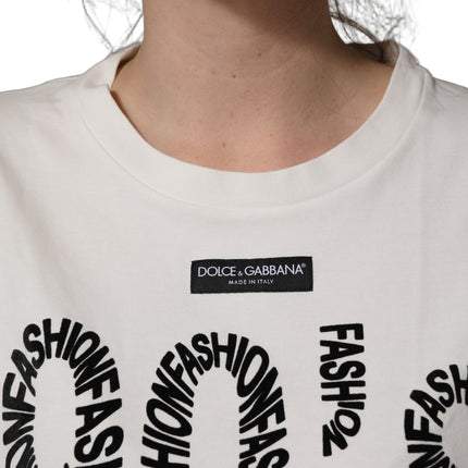 Dolce & Gabbana White Cotton Graphic Sleeveless Tank Top
