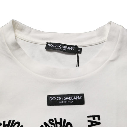 Dolce & Gabbana White Cotton Graphic Sleeveless Tank Top