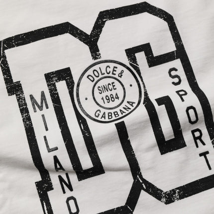 Dolce & Gabbana White Cotton DG Logo Print Cropped Jersey Top