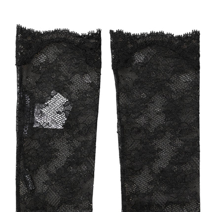 Dolce & Gabbana Black Floral Lace Nylon Stretch Knee Socks