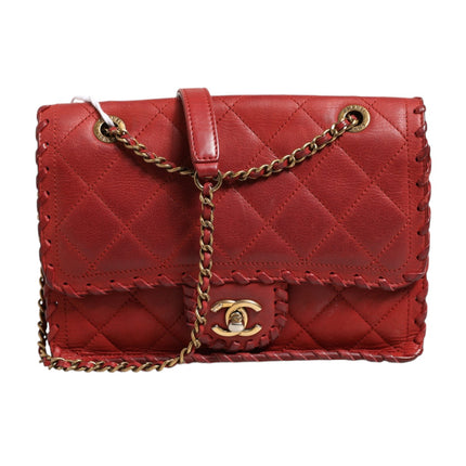 Chanel Mini Flap Bag Lambskin Braided Calfskin Gold Tone Metal
