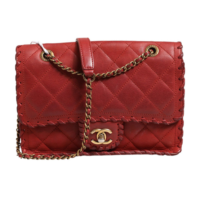 Chanel Mini Flap Bag Lambskin Braided Calfskin Gold Tone Metal