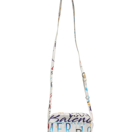 Balenciaga White Graffiti Print Leather Mini City Handbag
