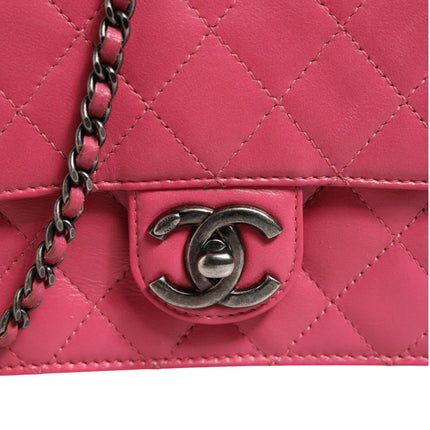 Chanel Pink Quilted Lambskin Leather Classic Square Mini Flap Bag