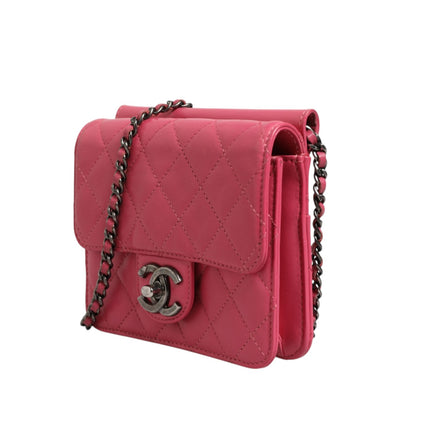 Chanel Pink Quilted Lambskin Leather Classic Square Mini Flap Bag