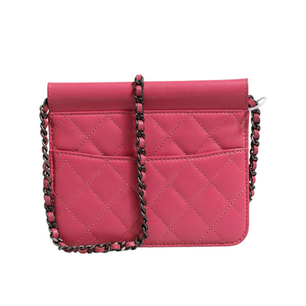 Chanel Pink Quilted Lambskin Leather Classic Square Mini Flap Bag