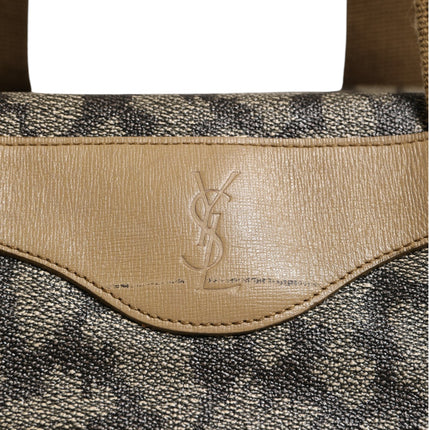 Saint Laurent Green and Brown Pattern Canvas Duffel Bag