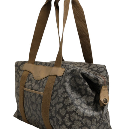 Saint Laurent Green and Brown Pattern Canvas Duffel Bag