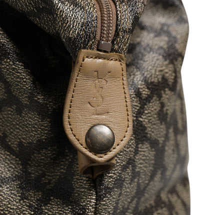 Saint Laurent Green and Brown Pattern Canvas Duffel Bag