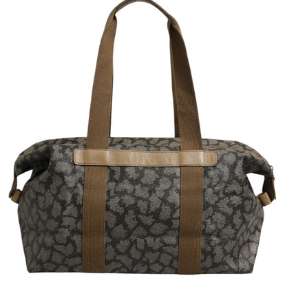 Saint Laurent Green and Brown Pattern Canvas Duffel Bag