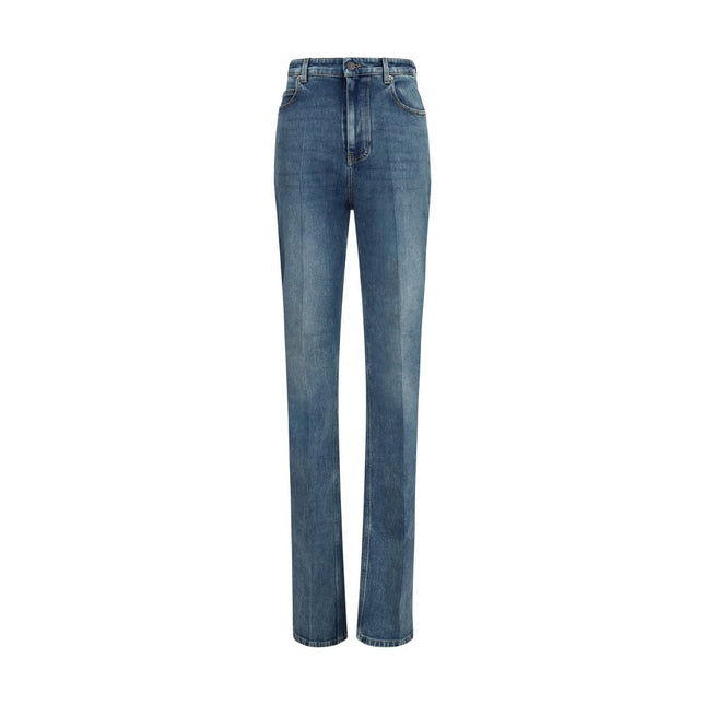 Balenciaga Blue Cotton High-Waisted Jean