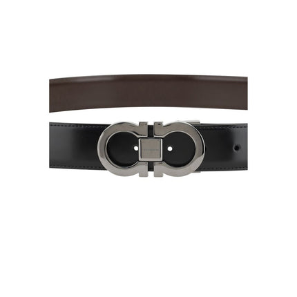 Ferragamo Black Calf Leather Bos Taurus Belt