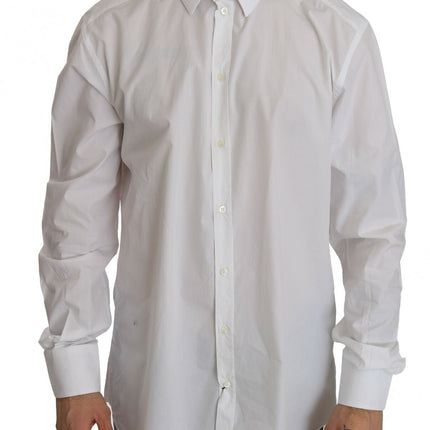 Dolce & Gabbana White 100% Cotton GOLD Slim Dress Shirt
