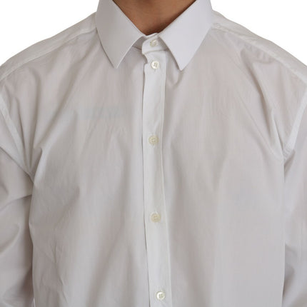 Dolce & Gabbana White 100% Cotton GOLD Slim Dress Shirt