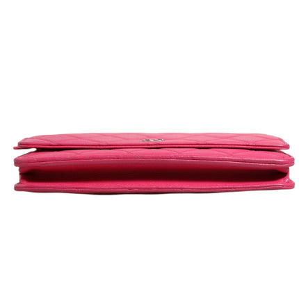 Chanel Pink Quilted Lambskin Wallet On Chain WOC Silver
