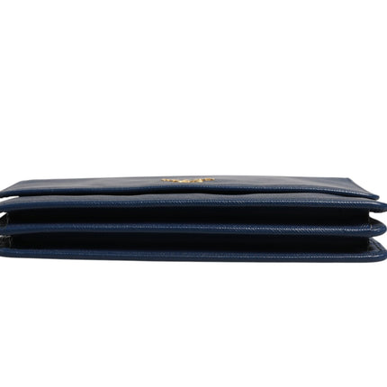 Prada Blue Saffiano Leather Wallet on Chain Clutch Bag