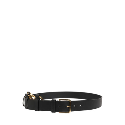 Dolce & Gabbana Black Calf Leather Gold Metal Buckle Men Belt