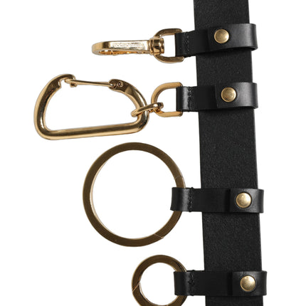 Dolce & Gabbana Black Calf Leather Gold Metal Buckle Men Belt