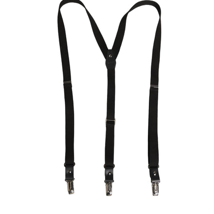 Dolce & Gabbana Black Cotton Leather Elastic Y-back Metal Clips Suspender