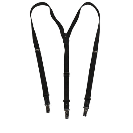 Dolce & Gabbana Black Cotton Leather Elastic Y-back Metal Clips Suspender