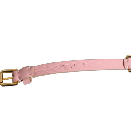 Dolce & Gabbana Pink Leather Crystal Chain Embellished Belt