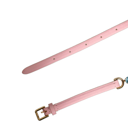 Dolce & Gabbana Pink Leather Crystal Chain Embellished Belt