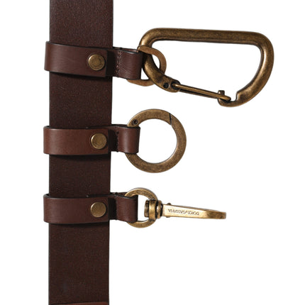 Dolce & Gabbana Brown Calfskin Leather Gold Metal Buckle Belt