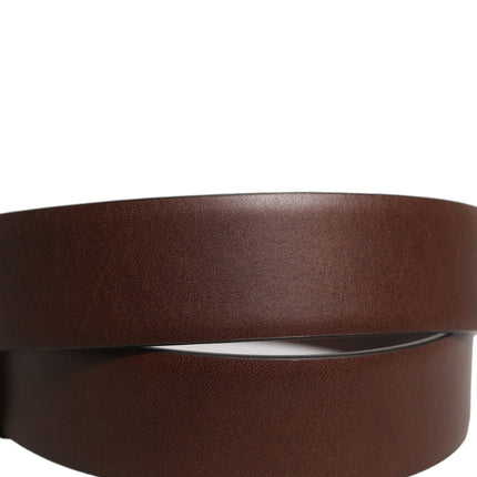 Dolce & Gabbana Brown Calfskin Leather Gold Metal Buckle Belt