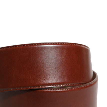 Dolce & Gabbana Brown Calfskin Leather Gold Metal Buckle Belt