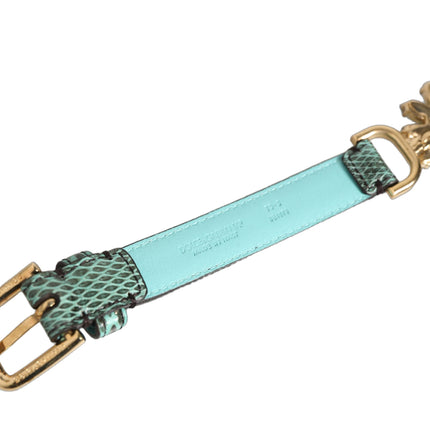 Dolce & Gabbana Green Leather Daisy Crystal Embellished Waist Belt