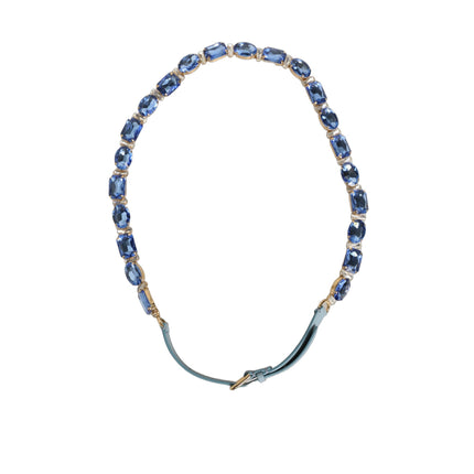Dolce & Gabbana Blue Leather Crystal Chain Embellished Belt