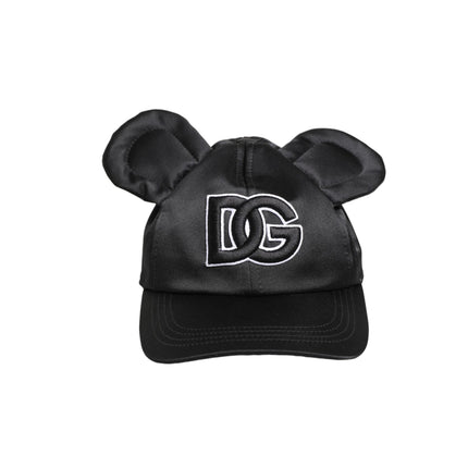 Dolce & Gabbana Men Black Velvet Animal Ears Baseball Cap Hat