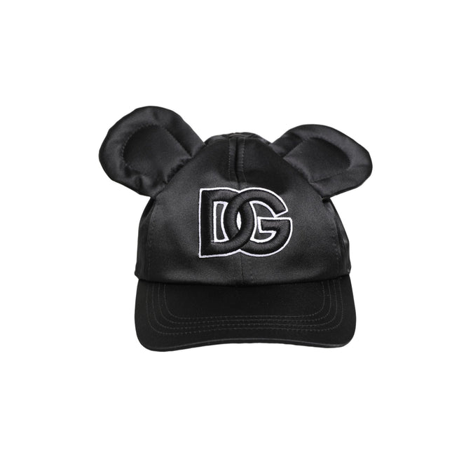 Dolce & Gabbana Men Black Velvet Animal Ears Baseball Cap Hat