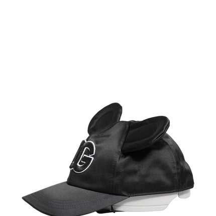 Dolce & Gabbana Men Black Velvet Animal Ears Baseball Cap Hat