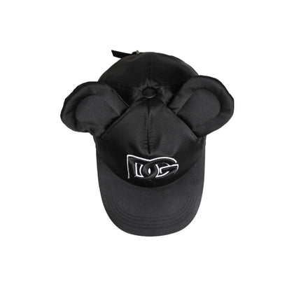 Dolce & Gabbana Men Black Velvet Animal Ears Baseball Cap Hat