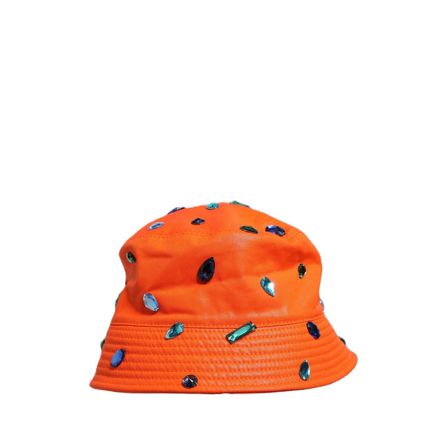 Dolce & Gabbana Orange Crystal Embellished Bucket Fisherman Cap Hat