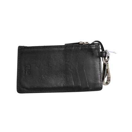 Fendi Vitello Liberty Studded Coin Pouch Key Case Ardesia